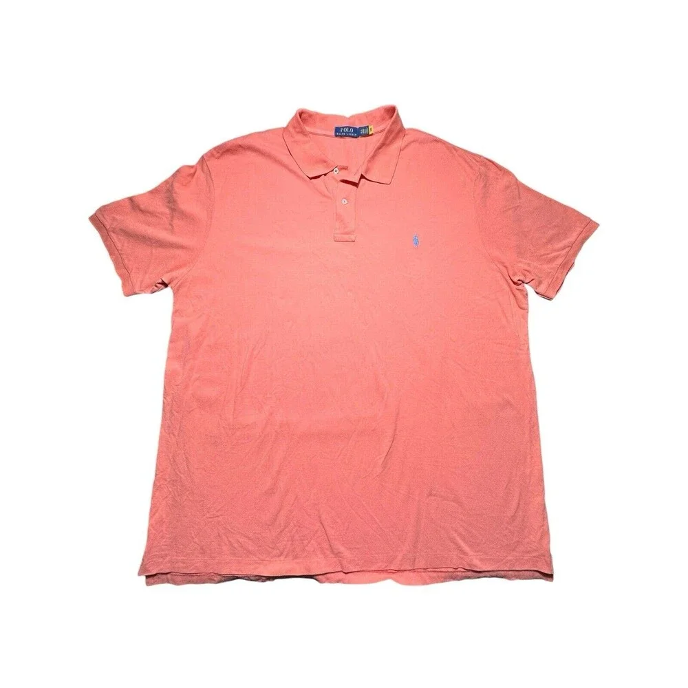 Polo Ralph Lauren Short Sleeve Shirt Size 4XB Orange Pony‎ Preppy Classic #IJ8